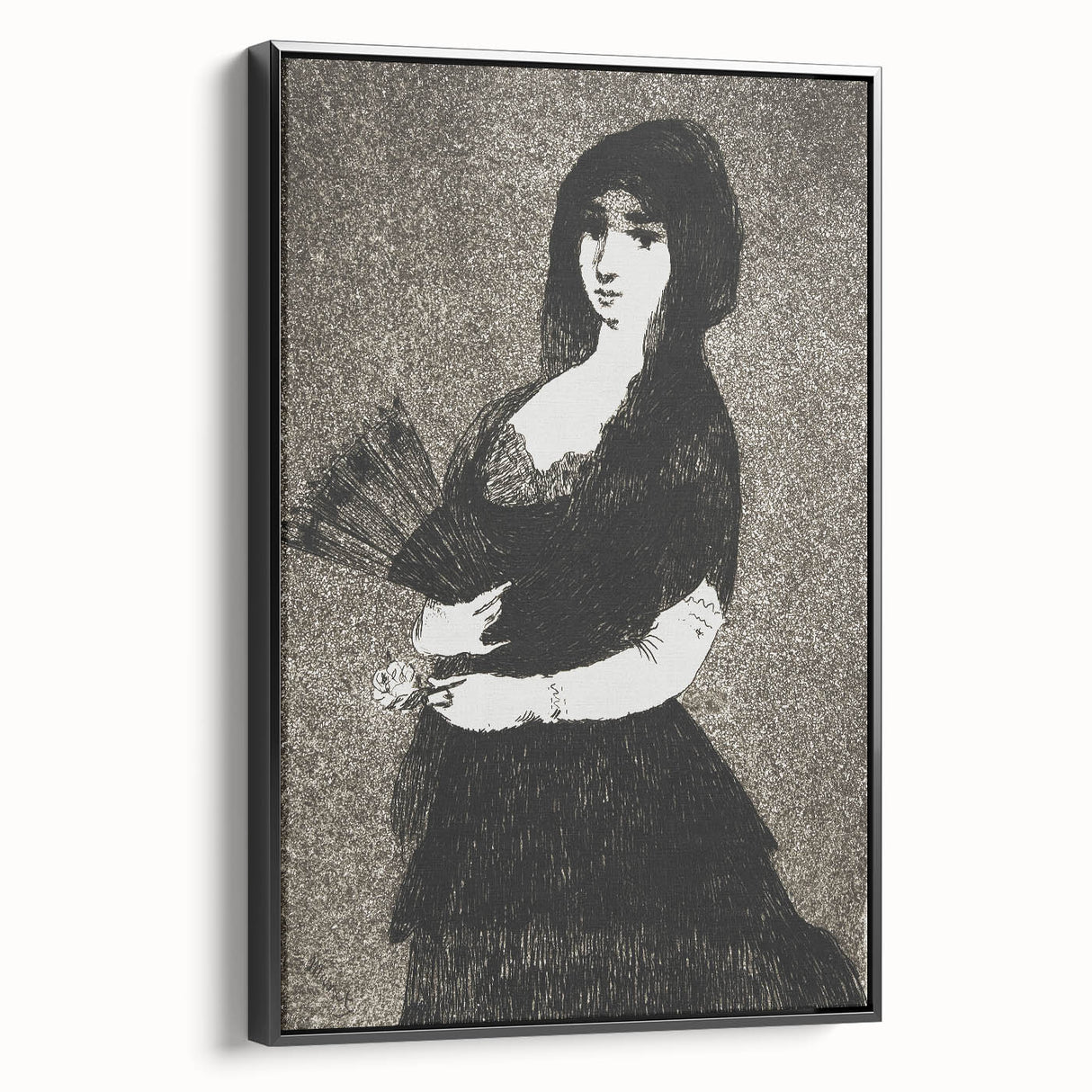 Victorian Lady with Fan Print - Gothic Portrait Wall Art Decor