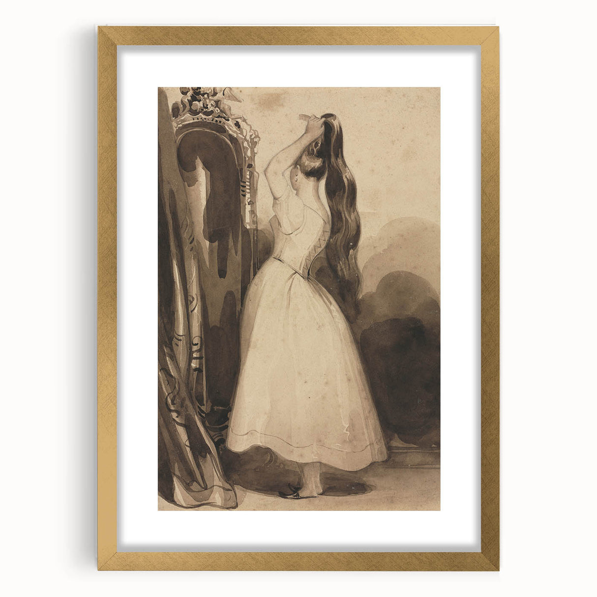 Victorian Gothic Lady Print - Mysterious Reflection - Gothic Wall Art