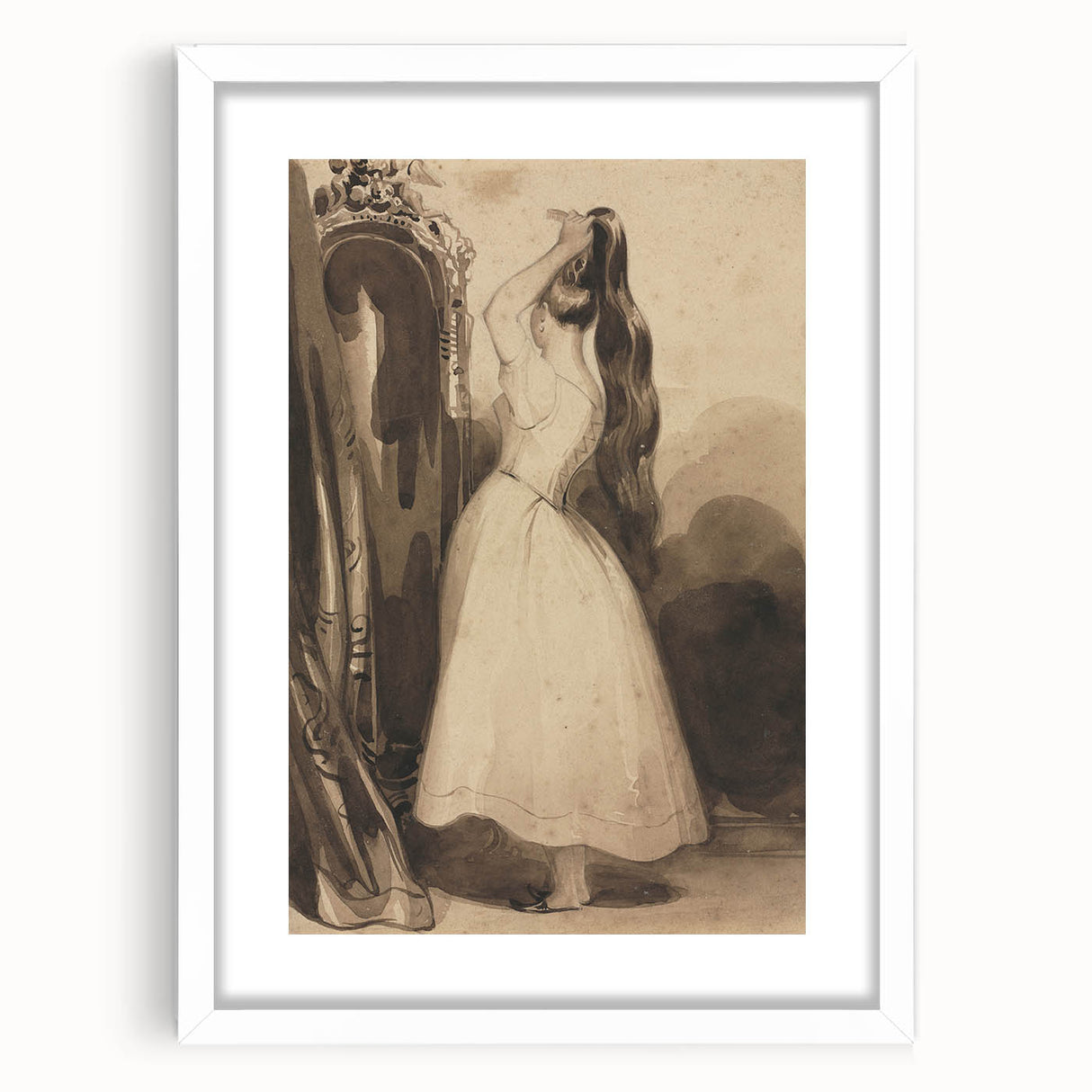 Victorian Gothic Lady Print - Mysterious Reflection - Gothic Wall Art