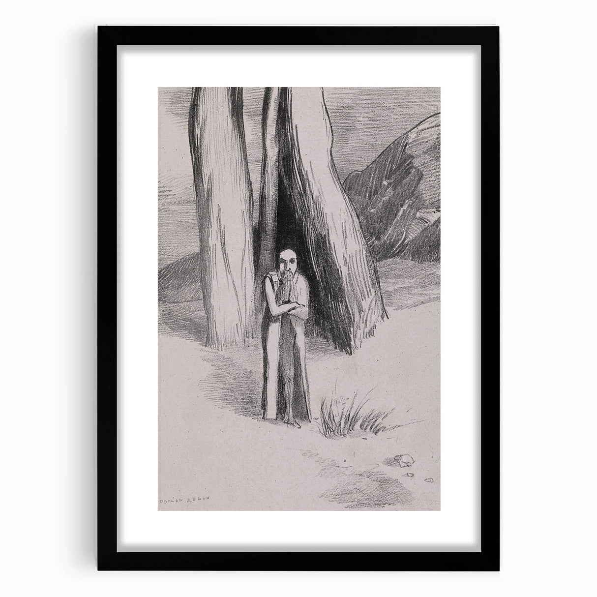 Shadowy Gothic Figure in the Forest - Vintage Gothic Wall Art Print