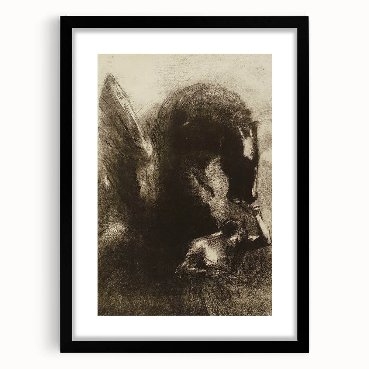 Medieval Gothic Artwork - Dark Horse and Figure - Gothic Wall Art Print
