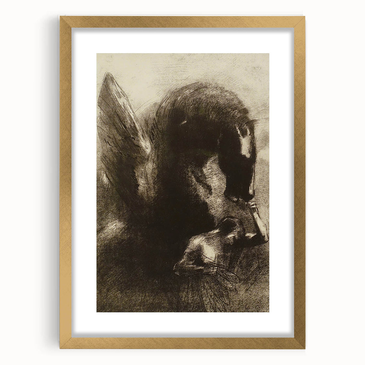 Medieval Gothic Artwork - Dark Horse and Figure - Gothic Wall Art Print