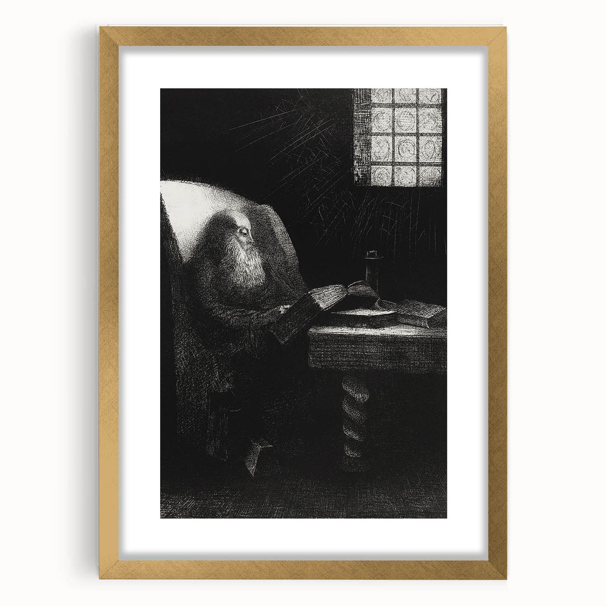 Gothic Wall Art | Dark Academia Art Print of Scholar Reading