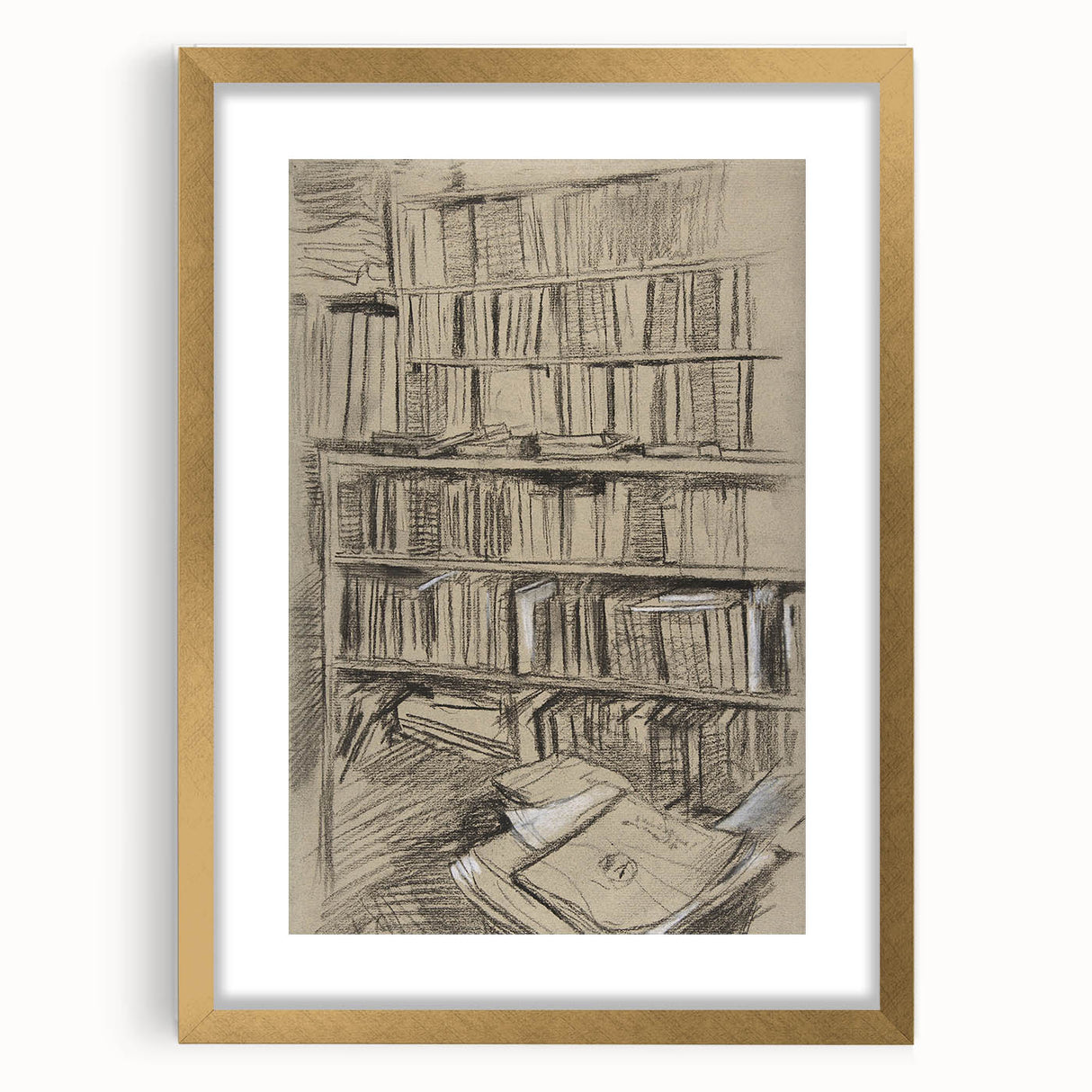 Gothic Wall Art | Dark Academia Bookshelf Print for Intellectual Decor