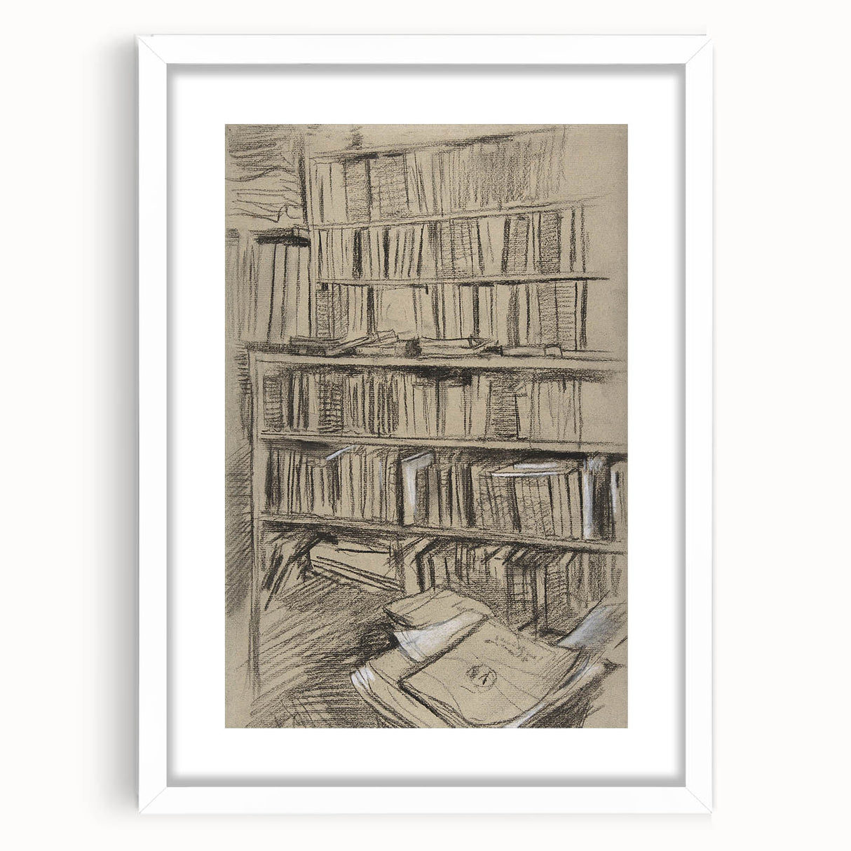 Gothic Wall Art | Dark Academia Bookshelf Print for Intellectual Decor