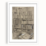 Gothic Wall Art | Dark Academia Bookshelf Print for Intellectual Decor