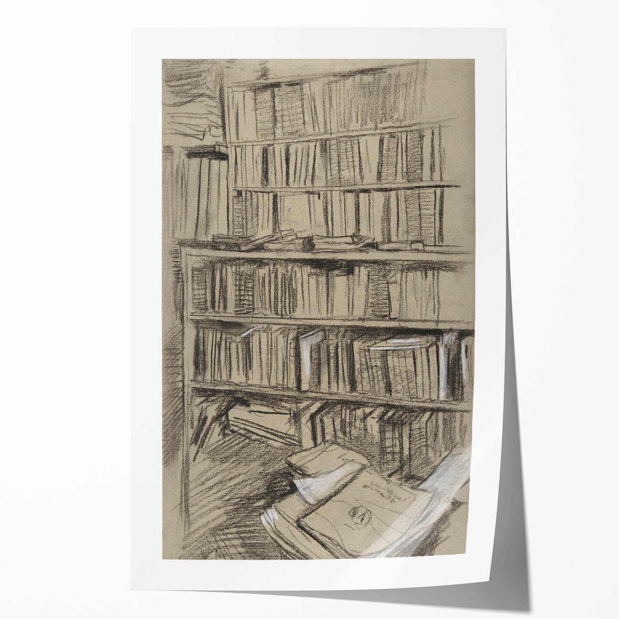 Gothic Wall Art | Dark Academia Bookshelf Print for Intellectual Decor