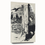 Dark Cityscape and Raven Print - Mysterious Gothic Wall Art Decor
