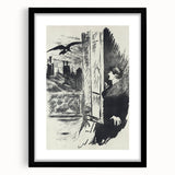 Dark Cityscape and Raven Print - Mysterious Gothic Wall Art Decor