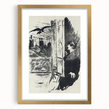 Dark Cityscape and Raven Print - Mysterious Gothic Wall Art Decor