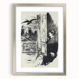 Dark Cityscape and Raven Print - Mysterious Gothic Wall Art Decor