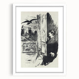 Dark Cityscape and Raven Print - Mysterious Gothic Wall Art Decor