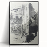 Dark Cityscape and Raven Print - Mysterious Gothic Wall Art Decor