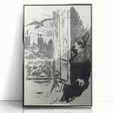 Dark Cityscape and Raven Print - Mysterious Gothic Wall Art Decor