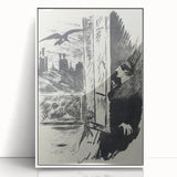 Dark Cityscape and Raven Print - Mysterious Gothic Wall Art Decor