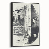 Dark Cityscape and Raven Print - Mysterious Gothic Wall Art Decor