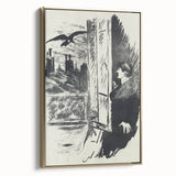 Dark Cityscape and Raven Print - Mysterious Gothic Wall Art Decor