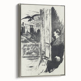 Dark Cityscape and Raven Print - Mysterious Gothic Wall Art Decor