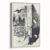 Dark Cityscape and Raven Print - Mysterious Gothic Wall Art Decor