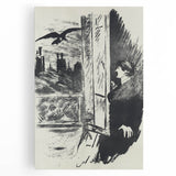 Dark Cityscape and Raven Print - Mysterious Gothic Wall Art Decor