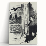 Dark Cityscape and Raven Print - Mysterious Gothic Wall Art Decor