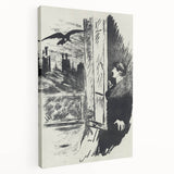 Dark Cityscape and Raven Print - Mysterious Gothic Wall Art Decor