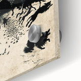 Dark Gothic Art: Mysterious Crows and Wolves in Vintage Gothic Print