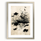 Dark Gothic Art: Mysterious Crows and Wolves in Vintage Gothic Print