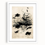 Dark Gothic Art: Mysterious Crows and Wolves in Vintage Gothic Print