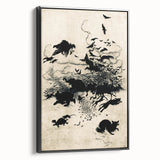 Dark Gothic Art: Mysterious Crows and Wolves in Vintage Gothic Print