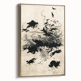 Dark Gothic Art: Mysterious Crows and Wolves in Vintage Gothic Print