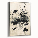 Dark Gothic Art: Mysterious Crows and Wolves in Vintage Gothic Print