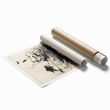 Dark Gothic Art: Mysterious Crows and Wolves in Vintage Gothic Print