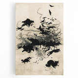 Dark Gothic Art: Mysterious Crows and Wolves in Vintage Gothic Print