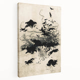 Dark Gothic Art: Mysterious Crows and Wolves in Vintage Gothic Print