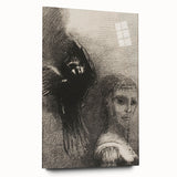 Gothic Wall Art: Dark Mystical Figure and Raven in Vintage Gothic Print