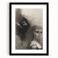Gothic Wall Art: Dark Mystical Figure and Raven in Vintage Gothic Print