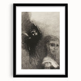 Gothic Wall Art: Dark Mystical Figure and Raven in Vintage Gothic Print
