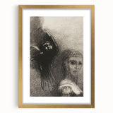 Gothic Wall Art: Dark Mystical Figure and Raven in Vintage Gothic Print
