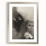 Gothic Wall Art: Dark Mystical Figure and Raven in Vintage Gothic Print
