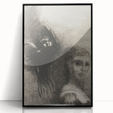Gothic Wall Art: Dark Mystical Figure and Raven in Vintage Gothic Print