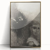 Gothic Wall Art: Dark Mystical Figure and Raven in Vintage Gothic Print