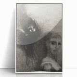 Gothic Wall Art: Dark Mystical Figure and Raven in Vintage Gothic Print