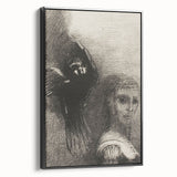 Gothic Wall Art: Dark Mystical Figure and Raven in Vintage Gothic Print