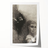 Gothic Wall Art: Dark Mystical Figure and Raven in Vintage Gothic Print