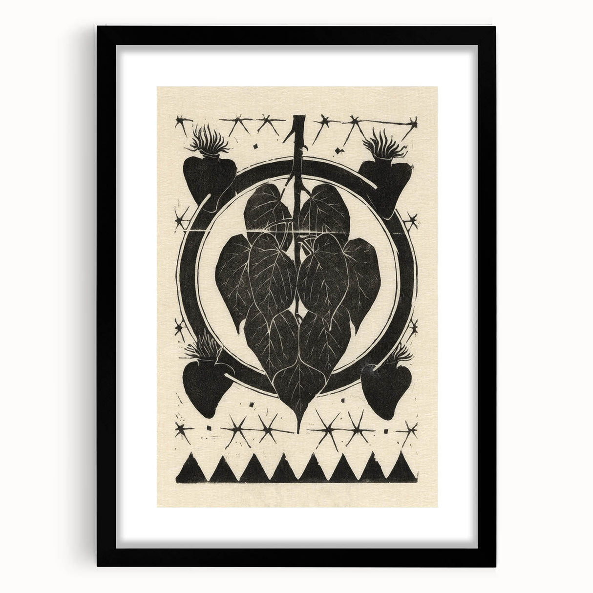Gothic Wall Art: Dark Floral Motif with Vintage Gothic Heart Design