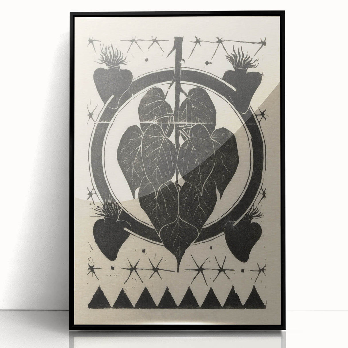 Gothic Wall Art: Dark Floral Motif with Vintage Gothic Heart Design