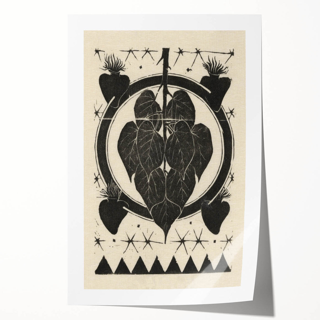 Gothic Wall Art: Dark Floral Motif with Vintage Gothic Heart Design