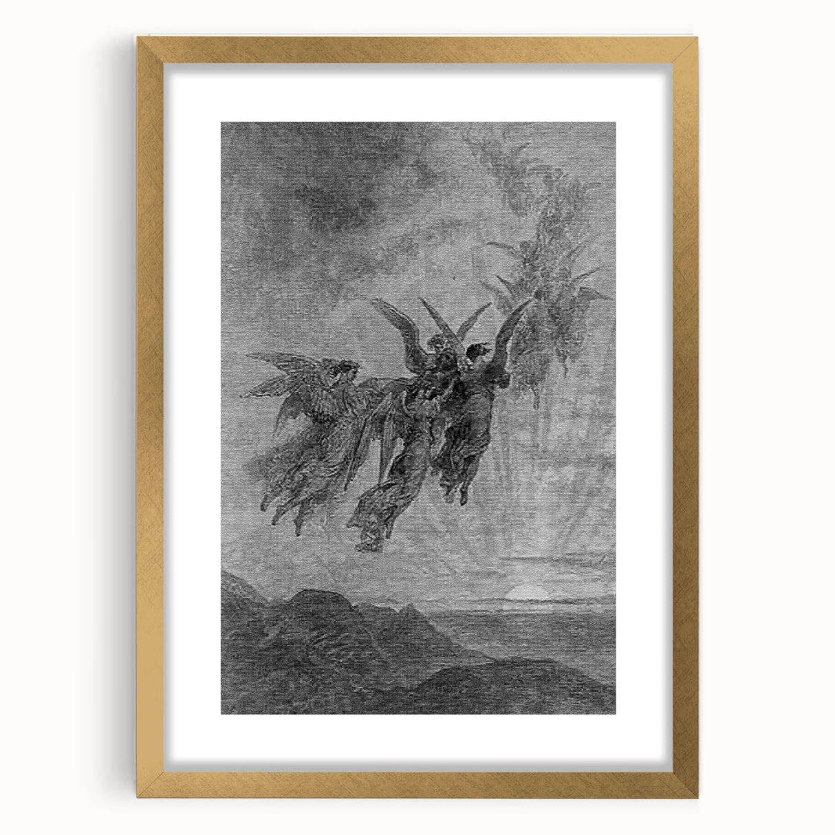 Angels Ascending Print - Mystical Gothic Celestial Wall Art Decor