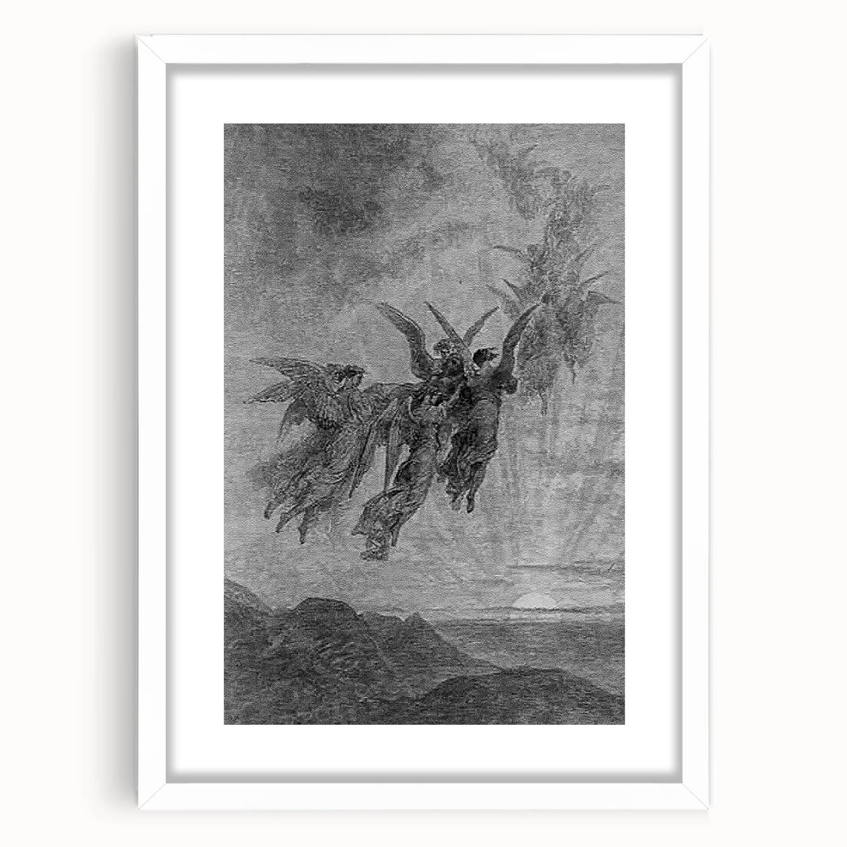 Angels Ascending Print - Mystical Gothic Celestial Wall Art Decor